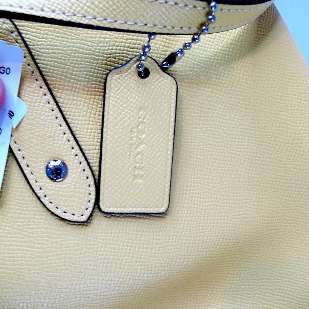 Coach Medium Cross Grain City Zip Top‎ Tote Women's Handbag Yellow F58846 NEW